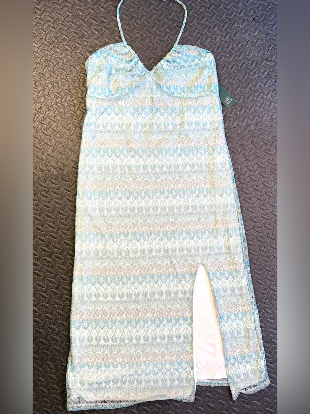 Wild Fable XXL NWT Blue Lace Halter Corset Back Maxi Dress
